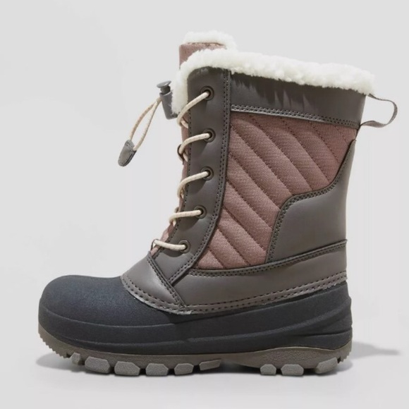 Target All In Motion Kids' Skylar Lace-Up Winter Boots Blush Girls Size 3 - Picture 3 of 13